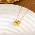 Titaanist terasest kaelakee, valge teemant-kuldne kaelakee naistele 1