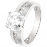 LOVA LOLA VAN DER KEEN - Bague Solitaire 8.1 mm - Collection Joaillerie Prestige - Argent Massif 925 Milli&egrave;mes - Diamant de Synth&egrave;se 58 valge