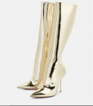 Krazing Pot Mikrofiibrist s&uuml;gistalvised kingad Stiletto &uuml;lik&otilde;rged kontsad, suur suurus 46 Euroopa stiilis hoia soojas s&auml;&auml;re keskosa saapad 39 kuld