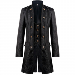 Meeste Steampunk gooti frakk Trench-mantel Keskaegne j&otilde;uluvana riietus Victoria vormiriietus Halloweeni kost&uuml;&uuml;m smoking XXXL must