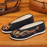 Vanad Pekingi Riidest Kingad Meeste Pehme Tallaga Hiina Tikand Meeste Kingad Hiina Stiilis Kollane Must Draakon &Uuml;mara Suuga Riidest Kingad 35