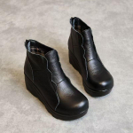 Talvine mood Paksu p&otilde;hjaga kiilukujundaja k&otilde;rged kontsad naistele Luksuslikud veisenahast saapad Ema Mugavad soojad kingad Naiste punased saapad 225 must