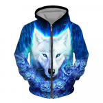 Meeste lukuga kapuuts Wolf 3D prinditud lukuga kapuuts meeste pullover mood vabaaja kampsun street Harajuku Riietus Kevad ja s&uuml;gis S
