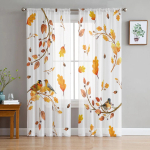 S&uuml;gisesed langevad lehed Vaher L&auml;bipaistvad Kardinad Magamistoa elutoa kaunistamiseks Aknakardin K&ouml;&ouml;gi T&uuml;ll Voile Organza Kardinad W135 x H115cm x1&Rod Pocket