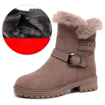 Talvised soojad paksud pl&uuml;&uuml;sist lumesaapad naiste neet Decor Madalad kontsad Poolsaapad Naise pandlaga rihm libisemiskindla platvormiga Botas 39 khaki