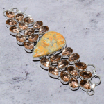 Malinga Jasper, Morganite Gemstone Handmade 925 Sterling Silver Bracelet 8 n9n59