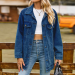 Naiste klassikaline vintage lahtine teksajakk L tumesinine v&auml;rv