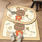 Cartoon Cartoon vannitoa imav matt kiiresti kuivav uksematt Diatomiga muda WC mustusekindel, libisemiskindel ja h&otilde;lpsasti hallatav matt 40 * 60 (2.5mm) Oval