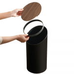 &Uuml;mmargune plastikust pr&uuml;gikast puidust kaanega, Jaapani stiilis pr&uuml;gi sorteerimiskast, kaldus pr&uuml;gikast kiikkaanega, vannitubade jaoks, 9L