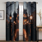 Halloween Horror lossi kardinad gooti arhitektuuristiilis kardinad kummitus k&otilde;rvits elutuba magamistoa sisekujundus kardinad 2 tk 50W130H(CM)X2PCS&Grommet Top