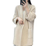 Naiste s&uuml;gistalvine kardigan kampsun lahtise &otilde;mblusega kootud taskud rev&auml;&auml;r Lahtine paks soe pehme elastne pikkade varrukatega pluss suuruses keskmise pikkusega naisjope One Size hall