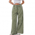 Naiste p&uuml;ksid n&ouml;&ouml;riga elastne v&ouml;&ouml;koht laia s&auml;&auml;rega kontrastv&auml;rviline triibuline tr&uuml;kk madala v&ouml;&ouml;kohaga taskutega vabaaja puhkuse rannap&uuml;ksid S armee roheline v&auml;rv