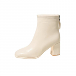 Kvaliteetsed PU-nahast naiste saapad 2025 Talvine pl&uuml;&uuml;s k&otilde;rge kontsaga poolsaapad Moodsad ruudukujulised t&otilde;mblukuga saapad Naiste Zapatos 35 beež