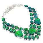 Green Triplet Opal Ethnic 925 Sterling Silver Jewelry Necklace 18 h3a89