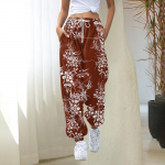 Naiste k&otilde;rge v&ouml;&ouml;kohaga retro lillemustriga p&uuml;ksid taskutega kevadiseks ja s&uuml;giseseks kandmiseks XXXL veini