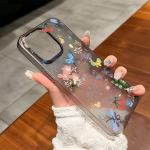 Mobiiltelefoni&uuml;mbrised iPhone 11 13 15 Pro Max 12 14 Pro Max &uuml;mbrisele iPhone 16 15 Plus 13 Pro 12 j&auml;&auml;tunud tekstuuriga maalitud koomiksililled iPhone 11 valge