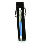 Pierres et Min&eacute;raux. Stylo min&eacute;raux Quartz rutile vert du Br&eacute;sil. Couleur Bleu.