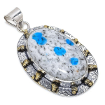 K2 Blue Azurite 925 Sterling Silver Jewelry Two Tone Pendant 2.44 e5n46