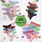 3 tk/komplekt naiste puuvillane &otilde;mblusteta G-string Seksikas v&auml;rviline triibuline pesu Alusp&uuml;ksid S-XL stringid Naiste kirjaga v&ouml;&ouml;koht aluspesu S mitmev&auml;rviline