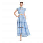 Suvine prantsuse vintage pikk maxi p&uuml;hadekleit &otilde;&otilde;nsa tikandiga pitsiga kvaliteetsed naiste &otilde;uekleidid M