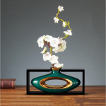 Hiina stiilis loovus Keraamiline vaas Puitraam Retro ažuurne vaas Kaasaegne kodu Lilleseade Dekoratsioon Lillevaasid