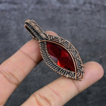 Garnet Handmade Copper Wire Wrap Jewelry Pendant 2.64 p8r67