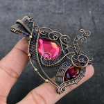 Bi-Color Tourmaline Handmade Copper Wire Wrap Jewelry Pendant 3.15 g9y65