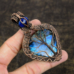 Labradorite, Lapis Handmade Copper Wire Wrap Jewelry Pendant 3.35 p3o72