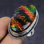 Dichroic Glass handmade 925 Sterling Silver Jewelry Ring Size 8.5 H3D88
