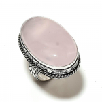 Rose Quartz Handmade 925 Sterling Silver Jewelry Ring Size 10 e4t96