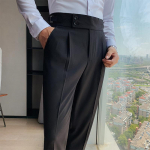S&uuml;gisene soliidsed k&otilde;rge v&ouml;&ouml;kohaga p&uuml;ksid Meeste pidulikud p&uuml;ksid Kvaliteetsed Slim Fit Business Casual &uuml;likonnap&uuml;ksid Hommes 28
