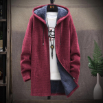 S&uuml;gis- ja talvine meeste mood avar kardigan, soe rev&auml;&auml;riga kapuutsiga kampsun XL