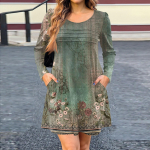 Naiste pikkade varrukatega kleit s&uuml;gisene vabaaja T-s&auml;rk lahtise l&otilde;ikega plisseeritud esiosaga taskutega kleidid XL taevasinine v&auml;rv