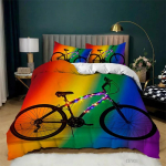 Jalgratta jalgrattas&otilde;idu tr&uuml;kiga voodipesukomplekt Spordistiilis tekikate M&auml;&auml;reratta tekkikate padjap&uuml;&uuml;ridega King Teismelise t&auml;iskasvanu toa dekoratsiooniks EU single(135x200cm)
