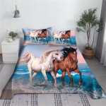 Tiiger v&otilde;i Hobune Voodilina Komplekt Digitaaltr&uuml;kk Pol&uuml;ester Voodi Lame Leht Padjap&uuml;&uuml;riga Tr&uuml;kiga Voodipesu AU Queen 210x210cm