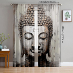 2 tk - Budistliku Buddha pea kaitse pol&uuml;esterkardinad, torutasku kardinad, vannituba, magamistuba, elutuba, kodutoa kaunistus 29Wx64L(75x166CM)x2