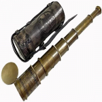 Victorian Nautical Marine 18-tolline messingist teleskoop - nahkkattega - silmaklaasi koopia