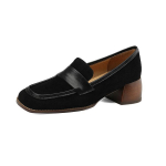 Moodsad Uued S&uuml;gis Talv Lambanahast Suede Naiste Kingad Naistele Prantsuse Ruudukujulise Ninaga Mokassiinid Zapatos Mujer Paksude Kontsad Daamide Kingad 34