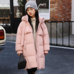 Laste sulejope t&uuml;drukutele keskmise pikkusega talvine valge pardisuled &uuml;hev&auml;rviline paks vabaaja mantel 110cm