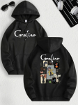Coraline stiilis naiste vabaaja pusa pikkade varrukatega tavalise l&otilde;ikega kapuutsiga pullover naister&otilde;ivad graafiliste t-s&auml;rkidega mood retro Y2K S