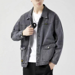 Meeste trendikas 2021 slim fit teksajakk fliisvoodriga 4XL