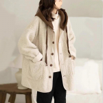 Lambavillast fliisist kapuutsiga puuvillase polsterdatud jope s&uuml;gistalv naisteriided lapitehnika, soe v&otilde;lts kaheosaline kampsun S