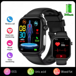 2026 Uus EKG+PPG AI Tervislik Diagnoos Nutikell Mehed Naised Vere Lipiidid Kusihappe J&auml;lgija Naiste Menstruaalts&uuml;kli Tervis Smartwatch Black silicone belt