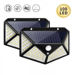 OEMG Lampe Solaire Ext&eacute;rieur 100 LED D&eacute;tecteur de Mouvement 2 Packs &Eacute;clairage &Eacute;tanche San Fil Pour Jardin S&eacute;curit&eacute; Lumi&egrave;re Noir must
