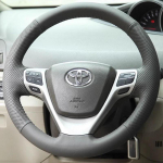 For Toyota Verso EZ Avensis Hand-stitched black Nappa Leather non-slip car Steering Wheel Cover Black line style