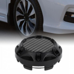 Wheel Center Caps 68mm Black with Black light Carbon Fiber Pattern Sticker