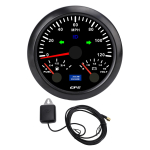 85mm 3 3/8in 3-in-1 GPS-kiirusm&otilde;&otilde;tur odomeetriga, voltmeeter, k&uuml;tusetaseme n&auml;idik, suunatuli 120MPH, haagissuvilale, jahtile, veoautole 7 Black Dial Black Bezel CX8307B black