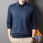 Meeste soe &auml;riline vabaaja dressipluus soe &scaron;erpavoodriga dressipluusid rasked pikkade varrukatega T-s&auml;rgid aluspesu talve fliisist pullover meestele XXXL sinine