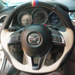 For Mazda 3 Axela 6 Atenza Mazda 2 CX-3 CX-5 2013-2016 Hand-Stitched black white Leather car Steering Wheel Cover 1