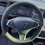 DIY Hand stitched non-slip suede car Steering Wheel Cover For For Tesla Model S 2009-2018 Model X 2012-2018 Interior Accessories 4